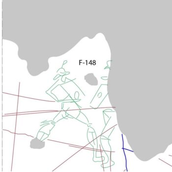 side by side images of gladiator etching on wall and a modern tracing. Courtesy Louis Autin, Marie-Adeline Le Guennec, and Éloïse Letellier-Taillefer